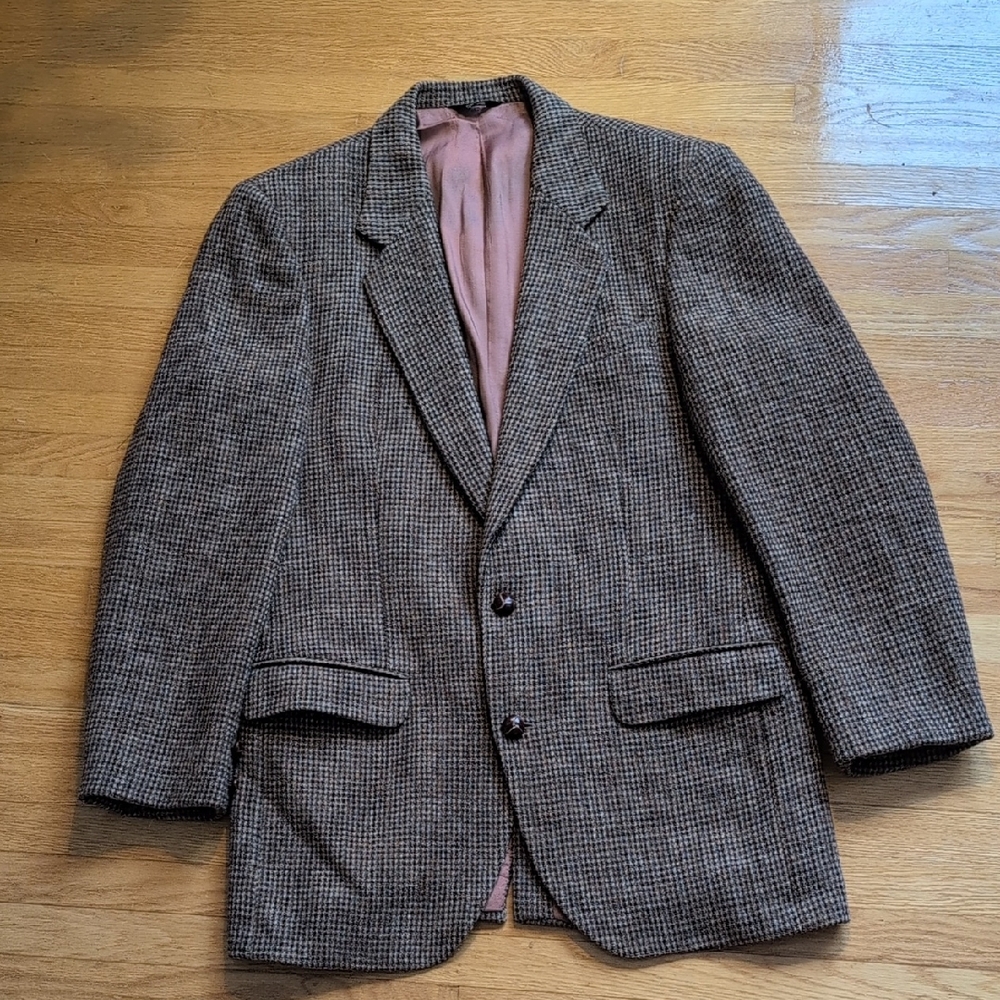 Brown Checkered Harris Tweed Blazer